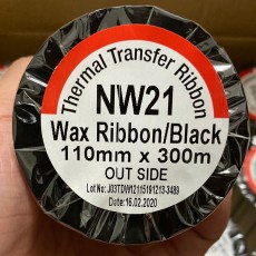 Ribbon mực in tem nhãn WAX NW21 - Cuộn mực in mã vạch, giấy than in mã vạch chuyển nhiệt 110mm x 300m Premium DV121/NW21